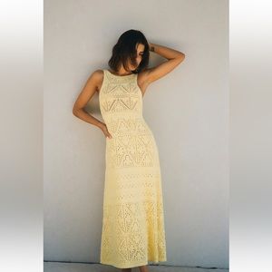 ZARA Yellow Open Back Crochet Dress